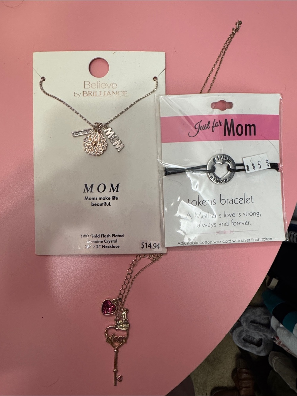 MOM Gold Pendant Necklace - Rose Gold Charm